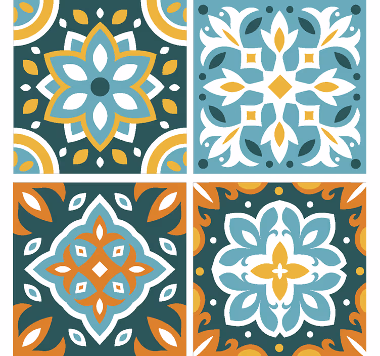 Papier peint carrelage éléments floraux délicats - TenStickers