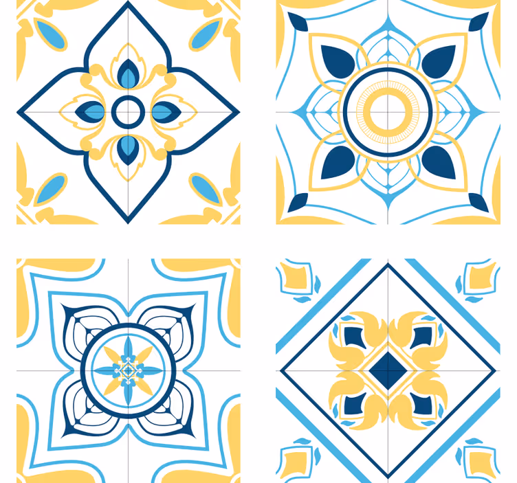 Papier peint carrelage motifs géométriques - TenStickers