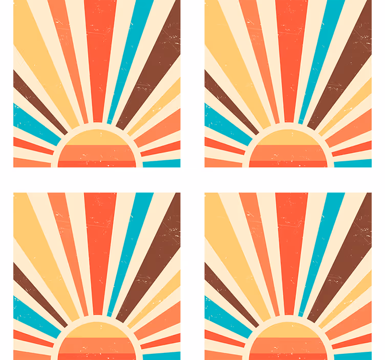 Papier peint vintage coucher de soleil abstrait - TenStickers