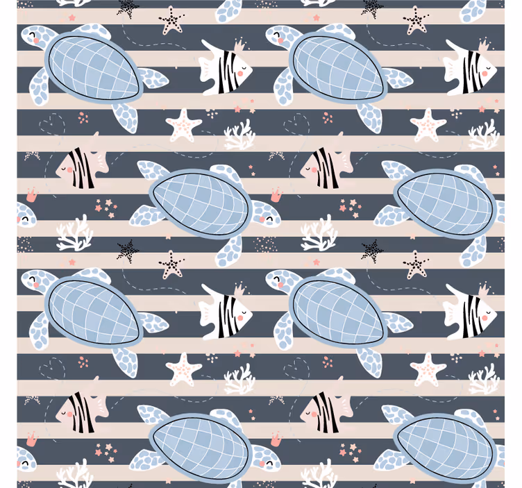 Papier peint vintage motif tortues - TenStickers