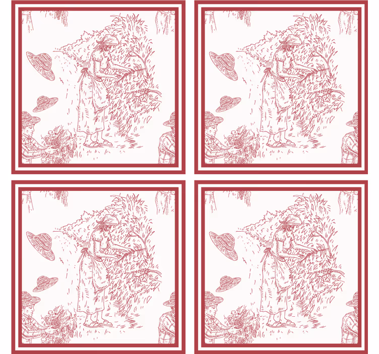 Papier peint vintage illustration de scène rustique - TenStickers