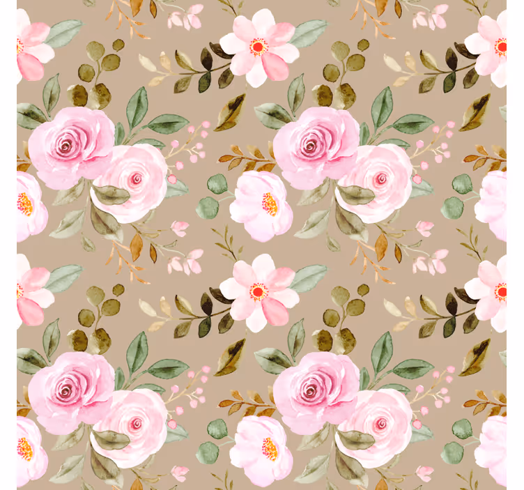 Papier peint floral roses beiges vintage texturé - TenStickers