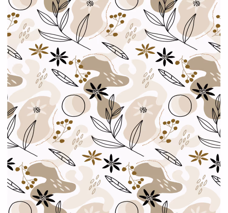 Papier peint floral motif feuilles roses et beiges - TenStickers