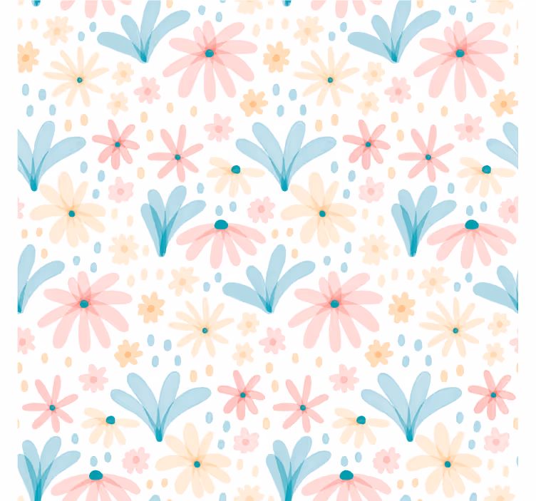 Papier peint floral motif fleurs pastel - TenStickers