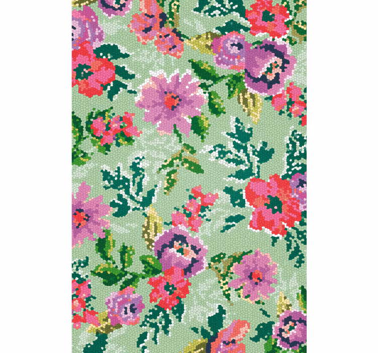 Papier peint floral motif floral mosaïque - TenStickers