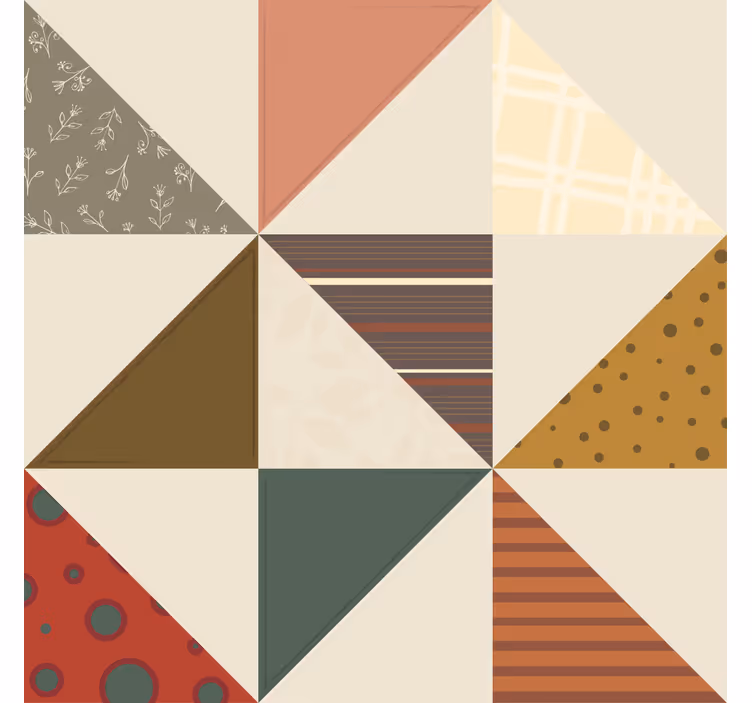 Papier peint vintage motif géométrique triangle patchwork - TenStickers