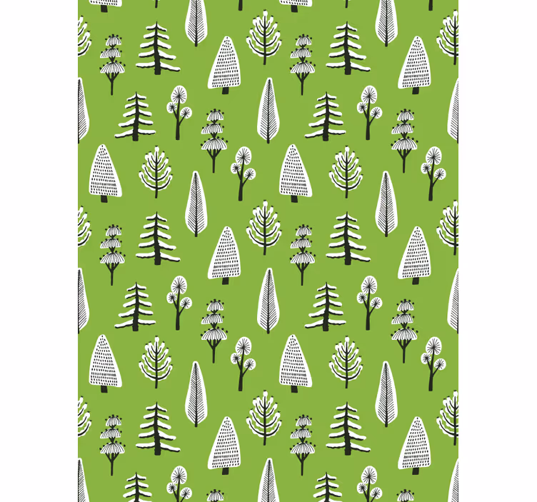 Papier peint arbres différents arbres verts - TenStickers