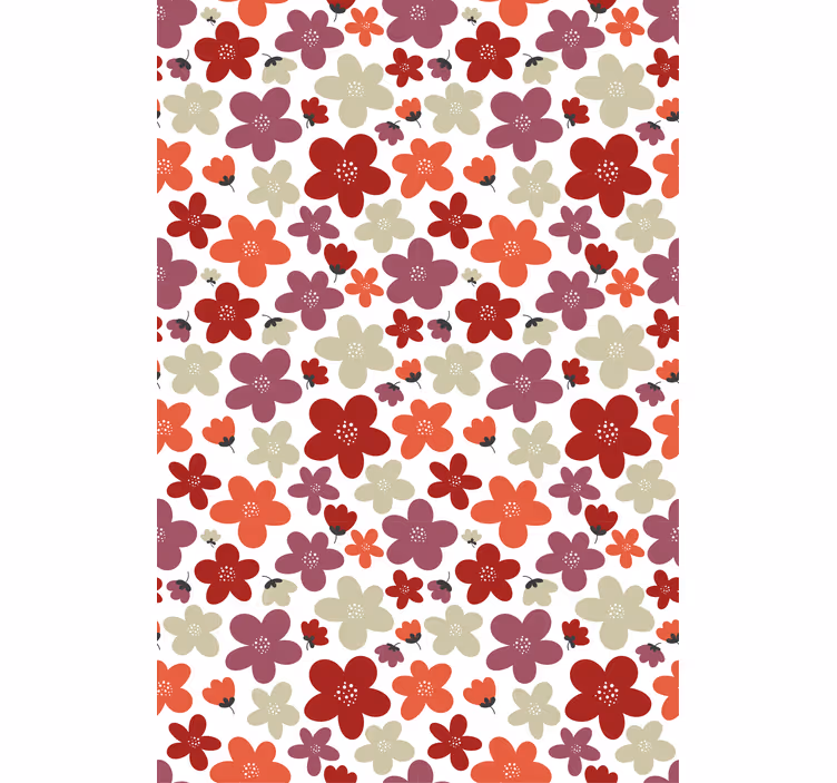 Papier peint bureau motif fleurs abstraites rouges - TenStickers