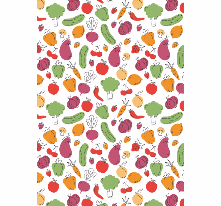 Papier peint cuisine fruits et légumes - TenStickers