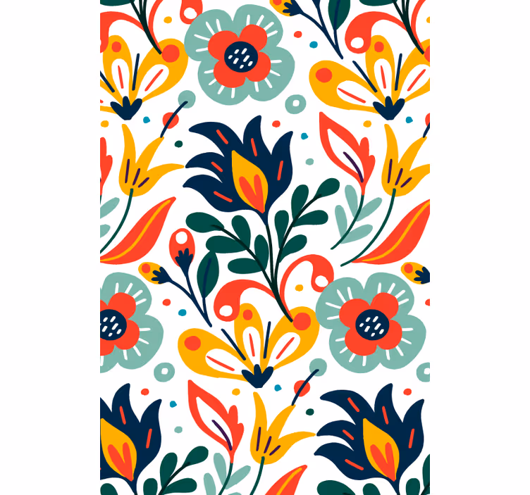 Papier peint moderne fleurs multicolores - TenStickers