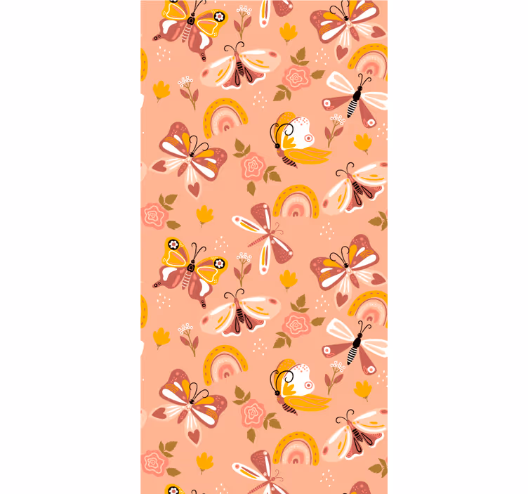 Papier peint moderne motif bohème papillons et arcs-en-ciel - TenStickers