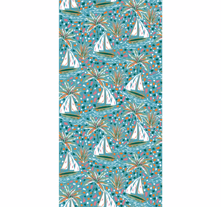 Papier peint moderne motif bateaux aquarelle - TenStickers