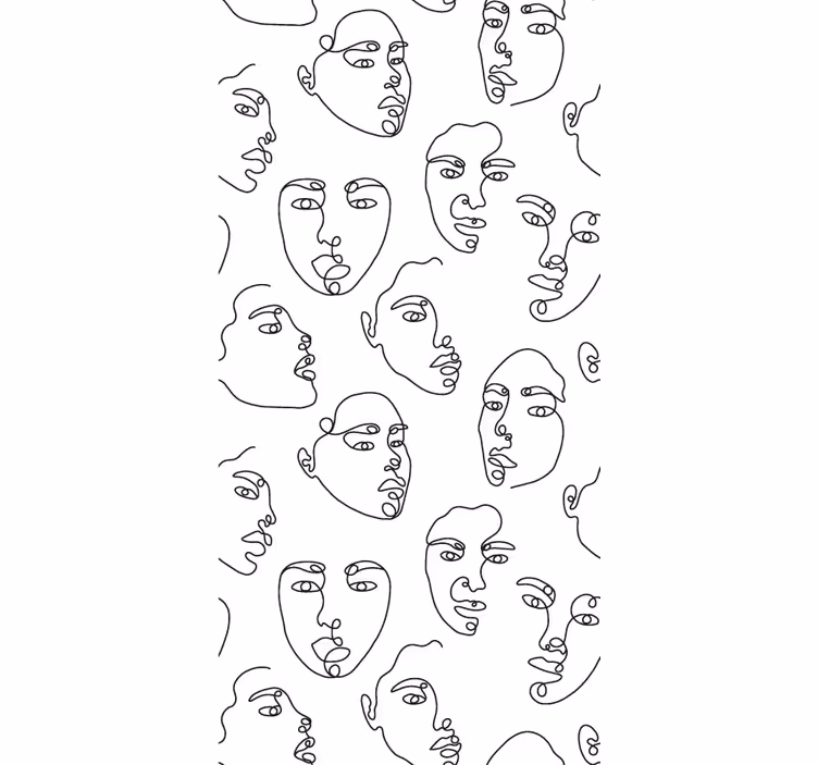 Papier peint moderne motif visages en ligne art - TenStickers