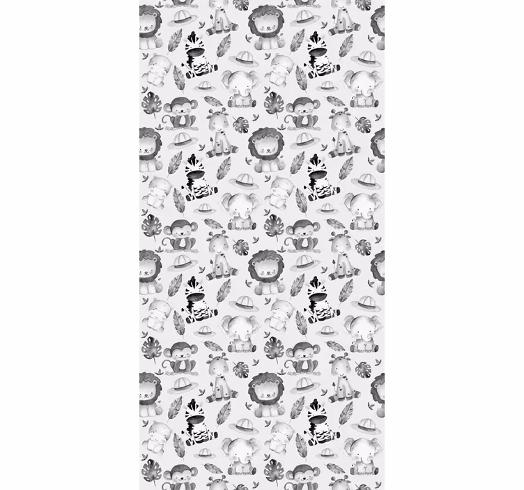 Papier peint chambre enfant animaux bébés gris - TenStickers