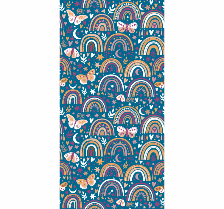 Papier peint chambre enfant arc-en-ciel et papillons - TenStickers