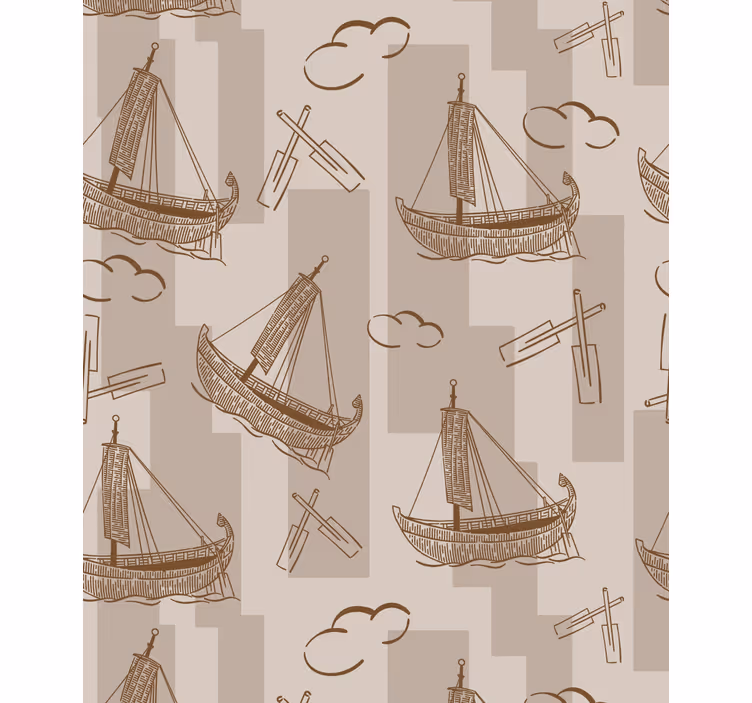 Papier peint chambre enfant motif bateaux à voile - TenStickers