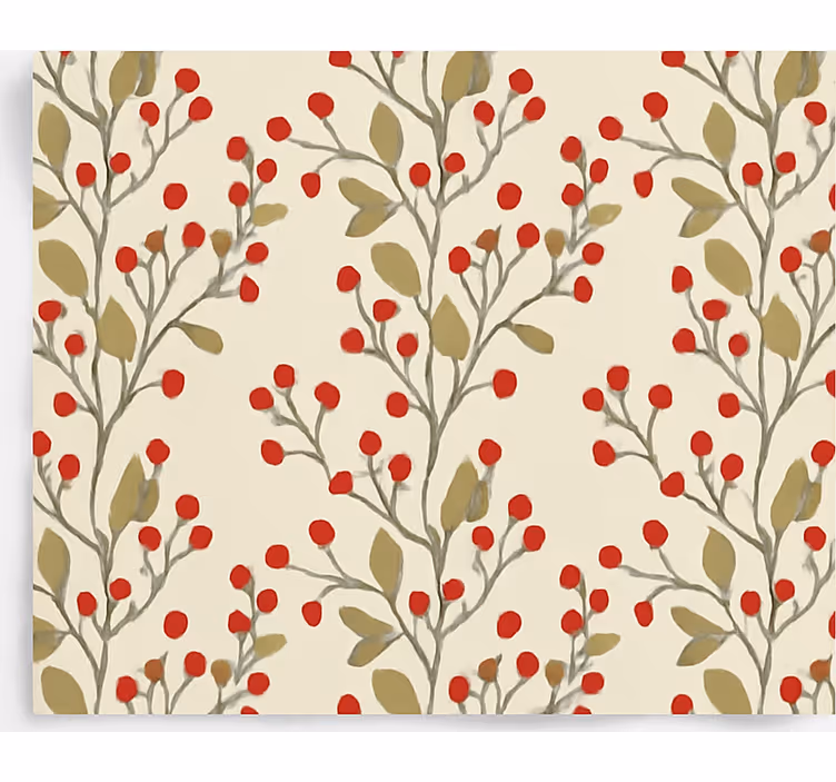 Papier peint salle à manger feuillage floral baies - TenStickers
