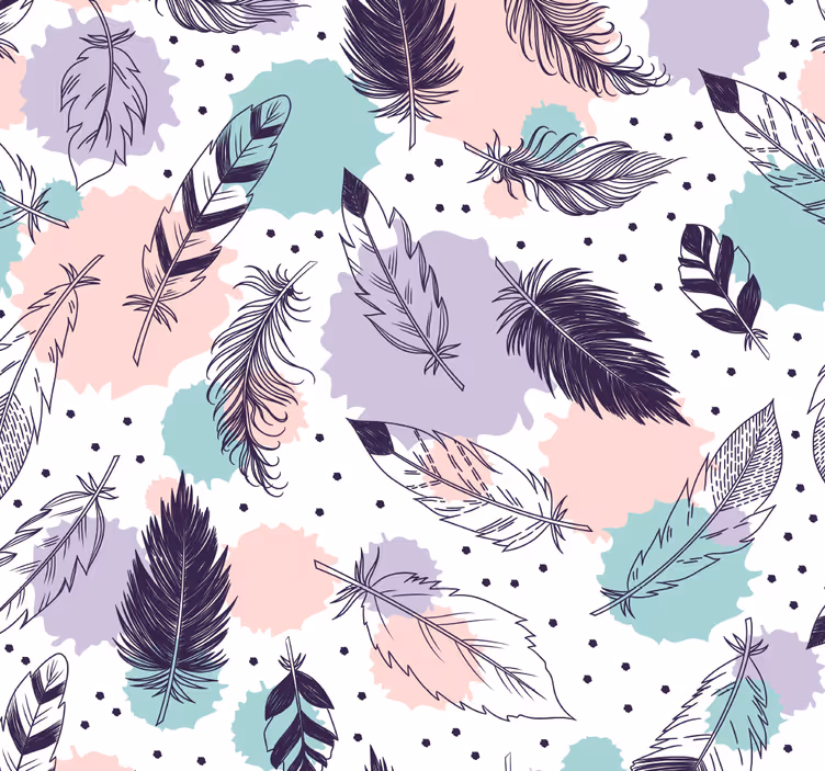 Papier peint salle de bain motif plumes boho - TenStickers