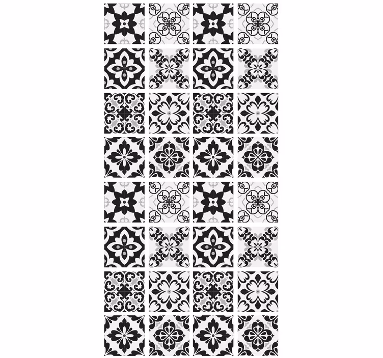 Papier peint cuisine carreaux noir et blanc - TenStickers