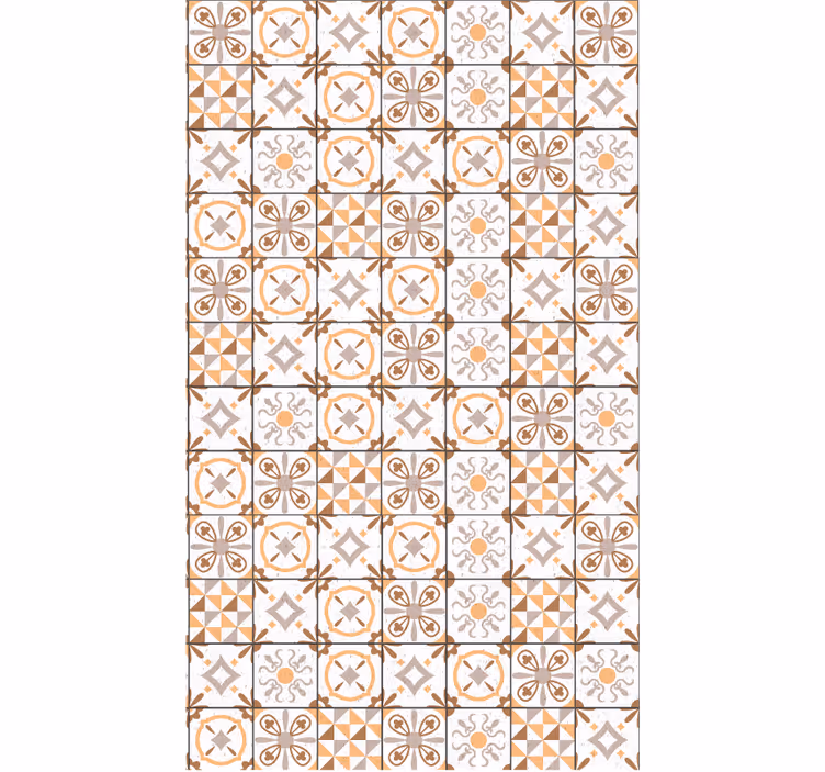 Papier peint cuisine tapis vinyle carrés marron - TenStickers