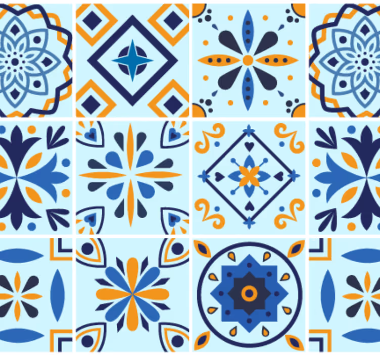 Papier peint cuisine motif carreaux traditionnels - TenStickers