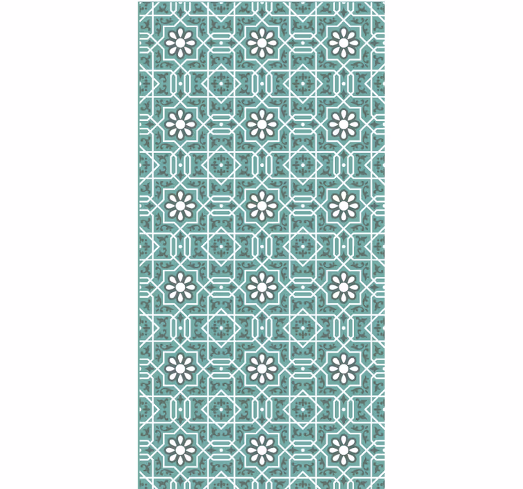 Papier peint cuisine carreaux floraux verts - TenStickers