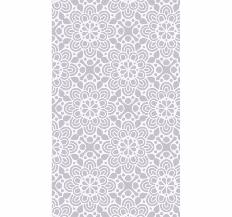 Papier peint cuisine motifs floraux gris et blanc - TenStickers