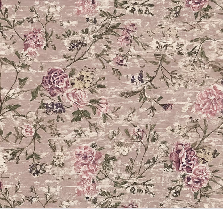 Papier peint salon fleuri vintage violet - TenStickers