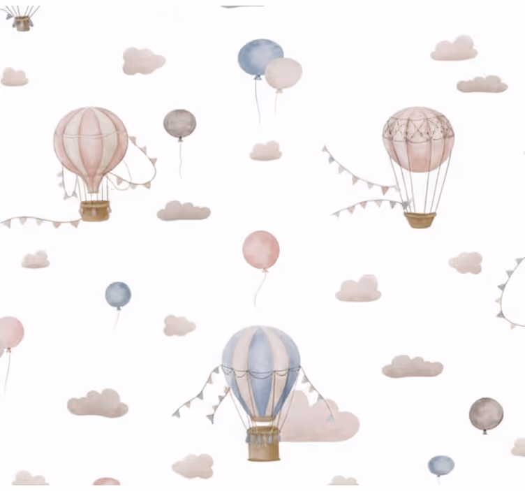 Papier peint salon montgolfière pastel - TenStickers