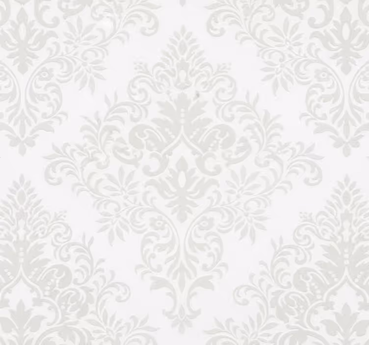 Papier peint salon damassé blanc classique - TenStickers
