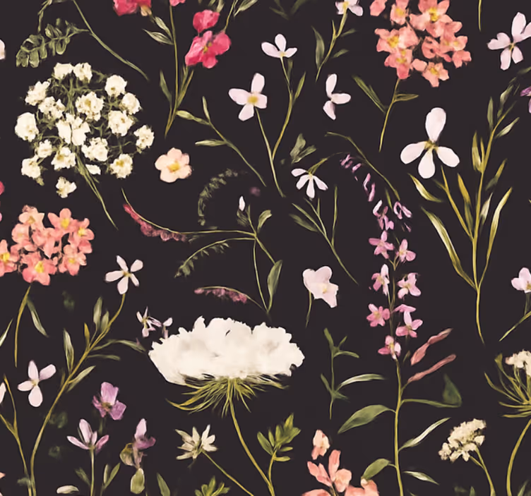 Papier peint salon fleurs sombres de printemps - TenStickers