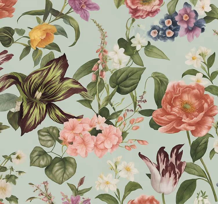 Papier peint chambre adulte fleurs colorées de printemps - TenStickers