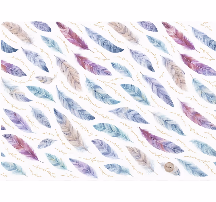 Papier peint chambre enfant motif plumes colorées - TenStickers