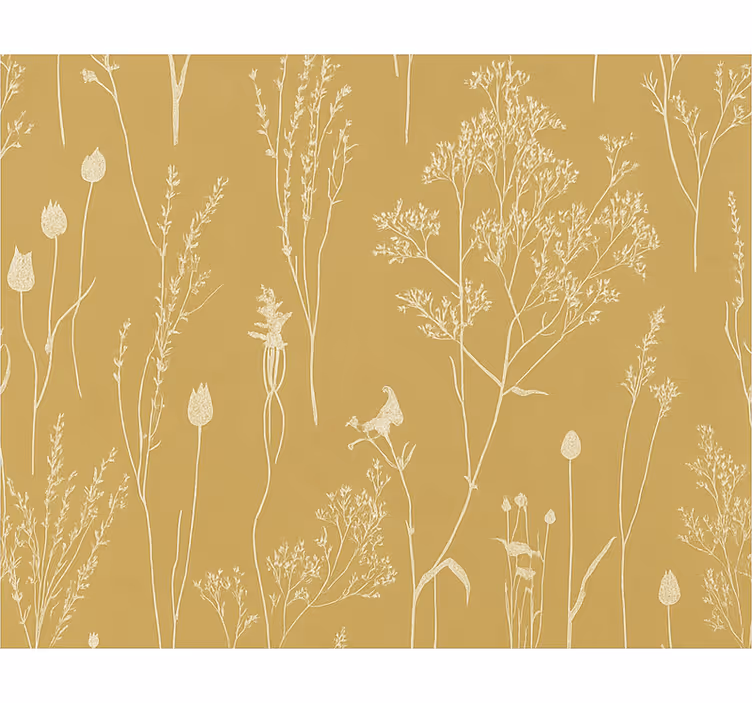 Papier peint salon ocre floral nordique - TenStickers