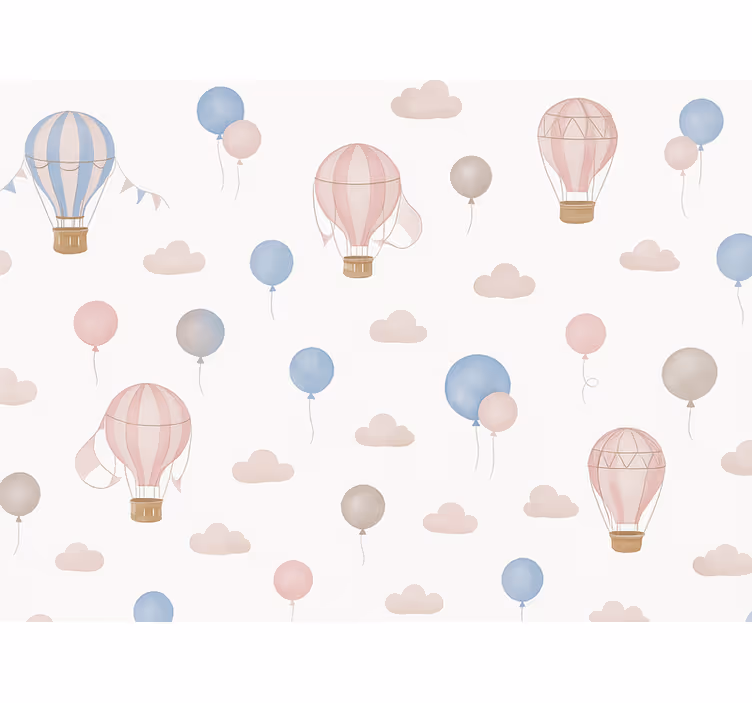 Papier peint chambre bébé ballons rêve pastel - TenStickers