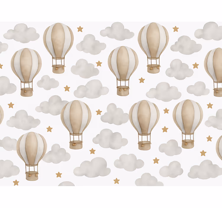 Papier peint chambre bébé ballons terre étoilée - TenStickers