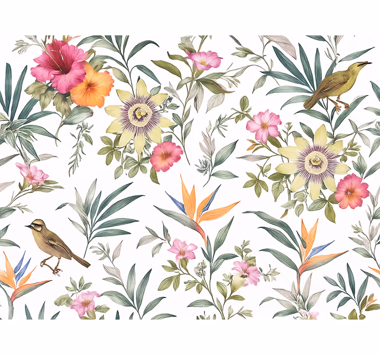 Papier peint chambre adulte design floral bleu - TenStickers