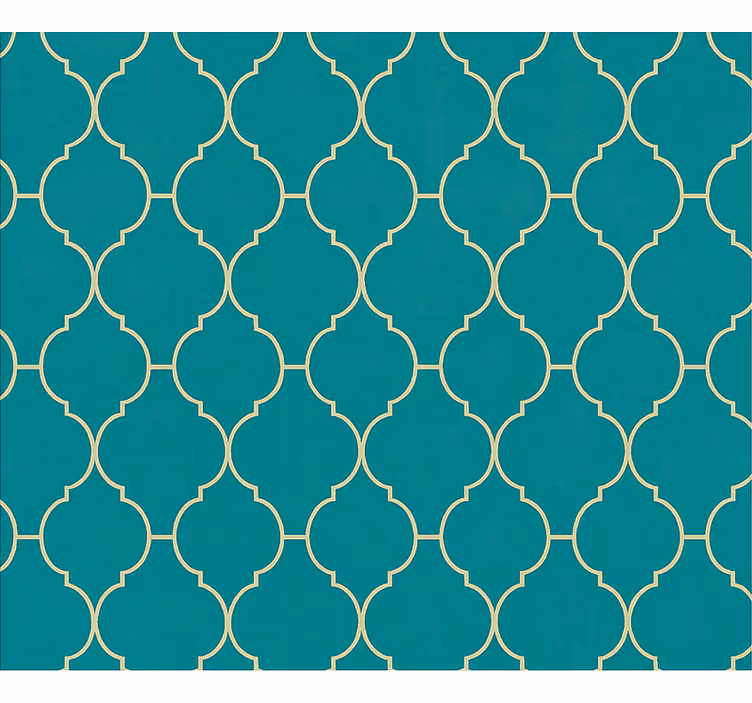 Papier peint salon motif or et turquoise - TenStickers