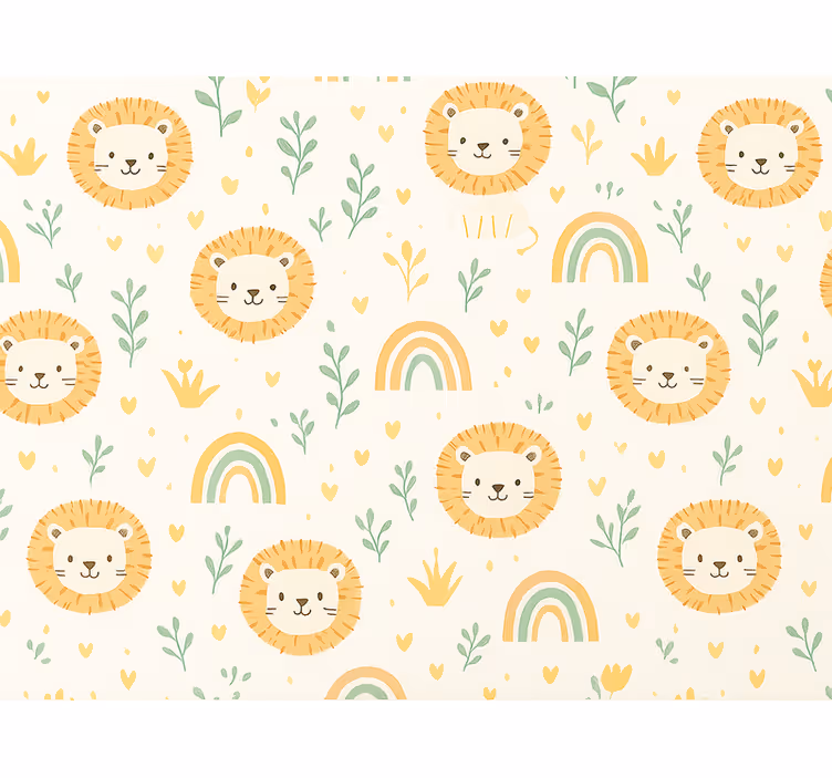 Papier peint chambre enfant design arc-en-ciel et lions - TenStickers
