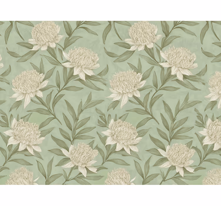Papier peint salon fleurs de protea blanches - TenStickers