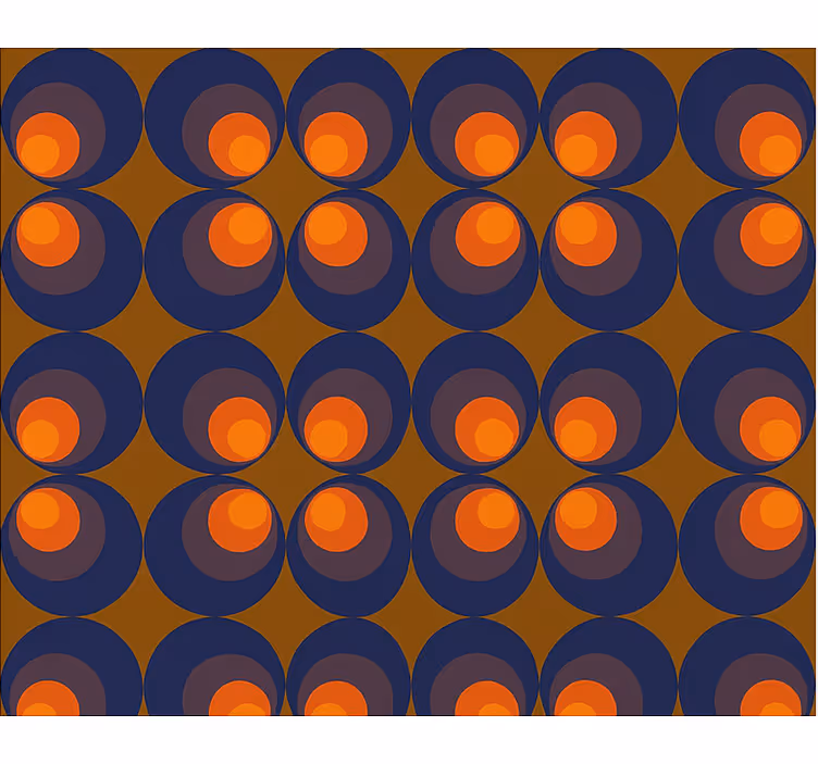 Papier peint salon cercles répétitifs bleu et jaune - TenStickers