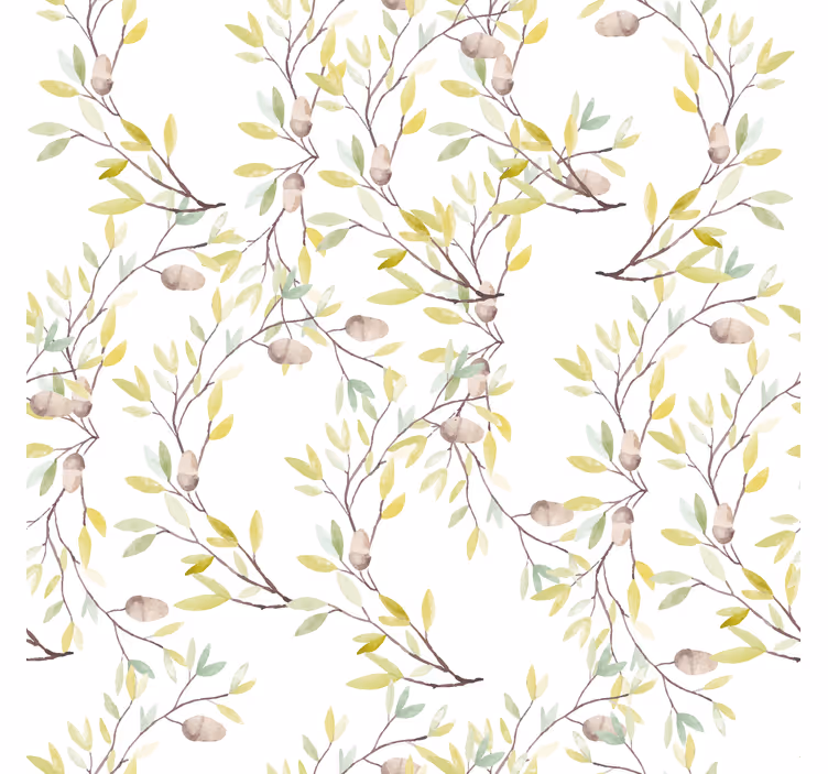 Papier peint floral motif feuilles vertes aquarelle - TenStickers