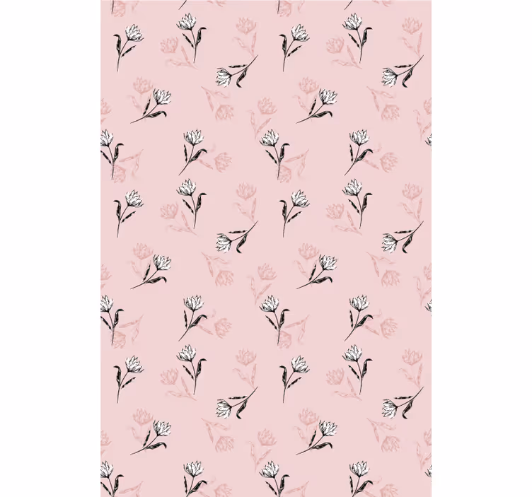 Papier peint floral lys blancs sur fond rose - TenStickers