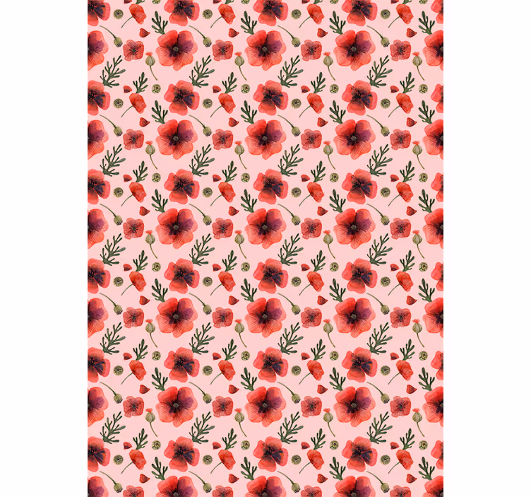 Papier peint floral coquelicots aquarelle - TenStickers