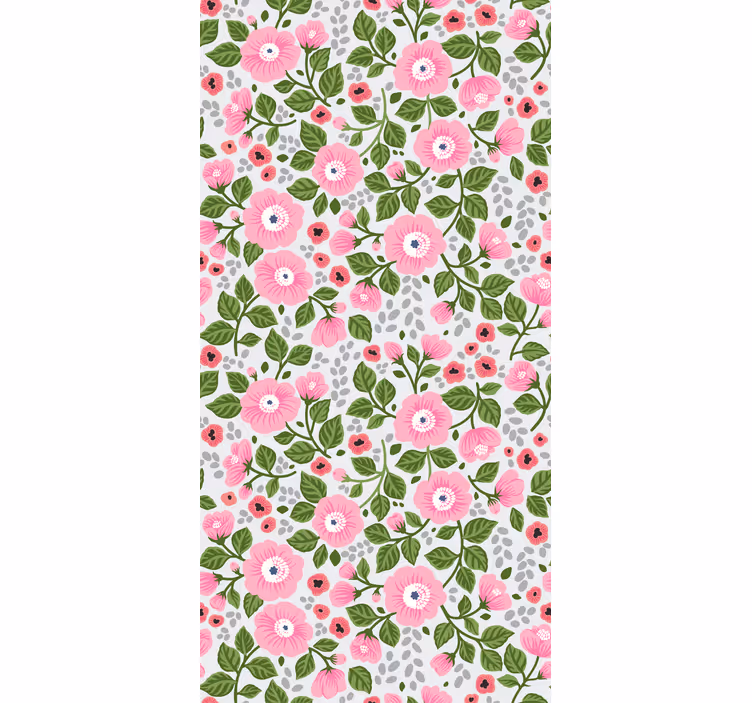 Papier peint floral têtes de fleurs roses élégantes - TenStickers