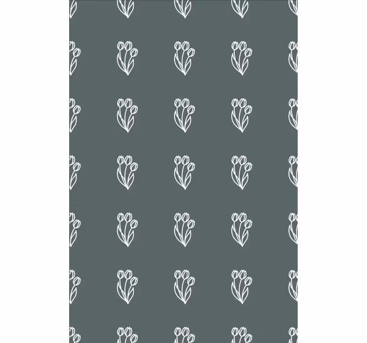 Papier peint floral ligne de design mignon de tulipes - TenStickers