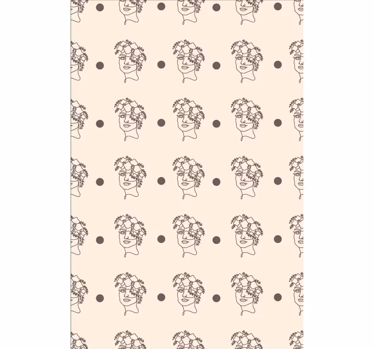Papier peint floral silhouette femme minimaliste mignonne - TenStickers