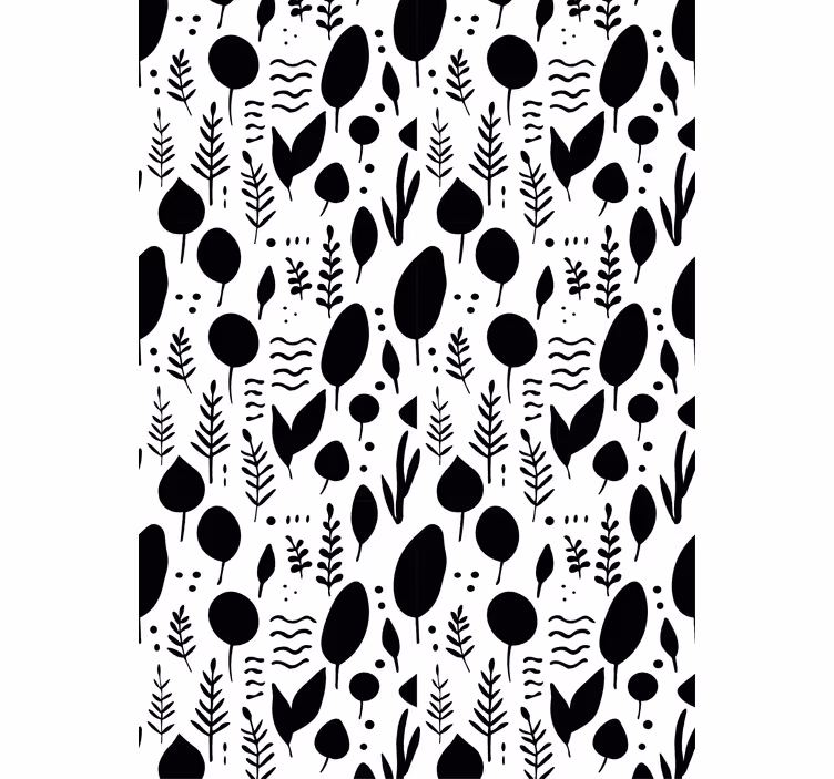 Papier peint fleuri images de nature en noir et blanc - TenStickers