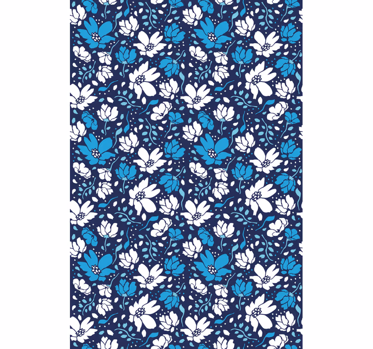 Papier peint fleuri marguerites blanches sur fond bleu - TenStickers