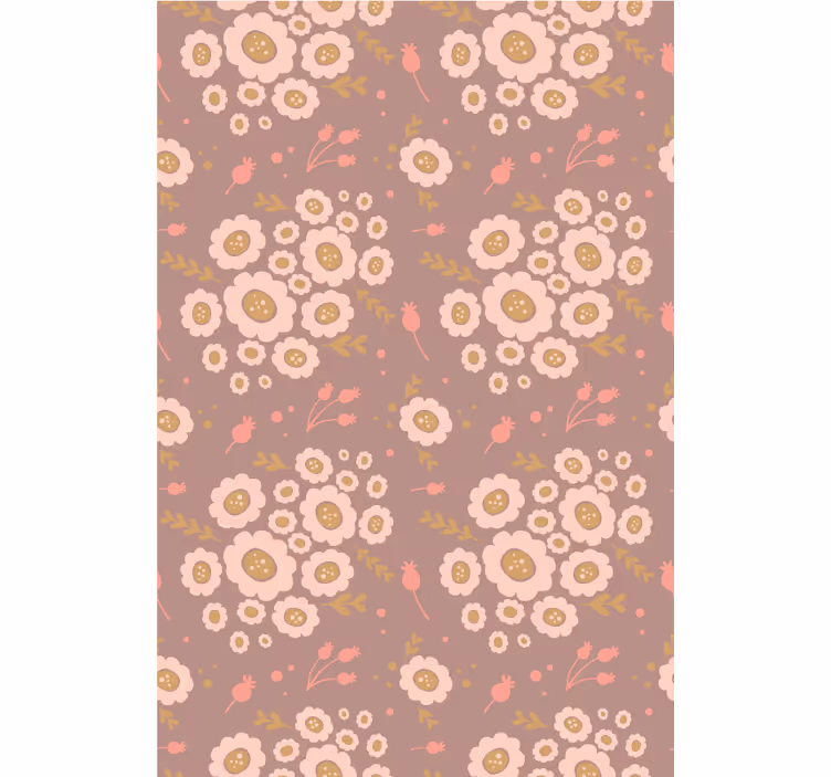 Papier peint fleuri motif art populaire pastel - TenStickers